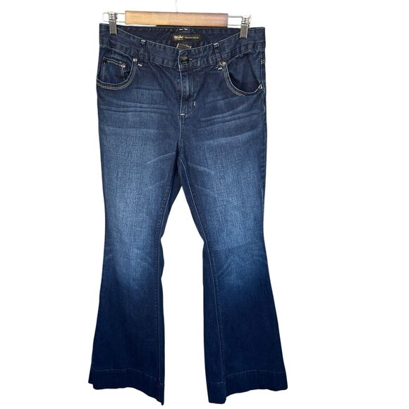 Mossimo Flare Jeans Womens Size 8 Premium Denim Blue Y2K Double Loop - Picture 1 of 11
